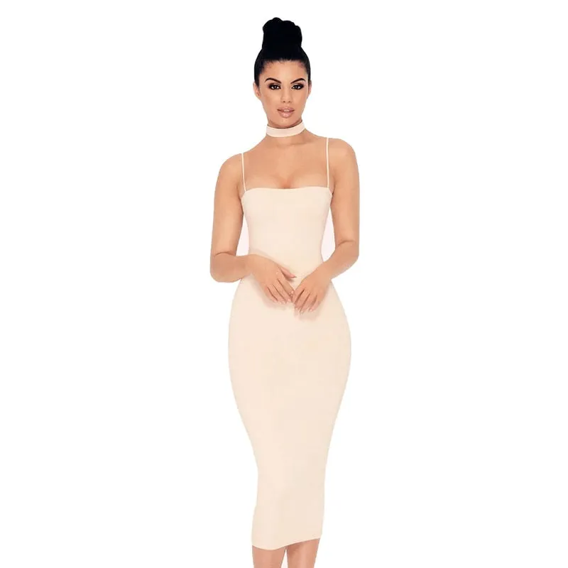 Double Layers Cotton Bodycon Midi Tight Party Dress