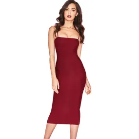 Double Layers Cotton Bodycon Midi Tight Party Dress