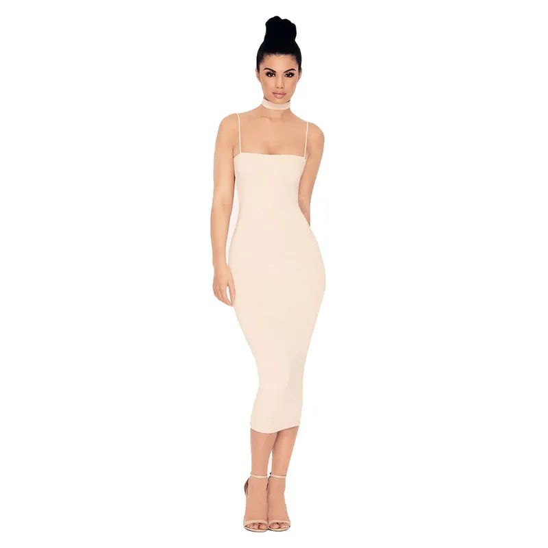 Double Layers Cotton Bodycon Midi Tight Party Dress