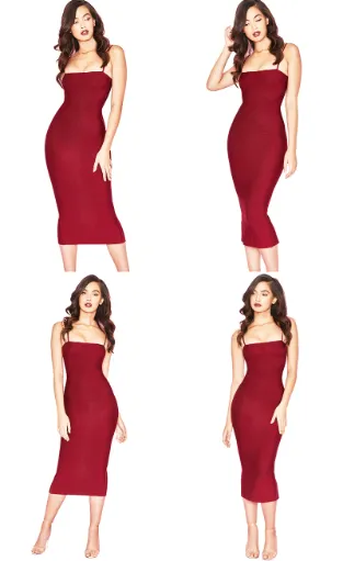 Double Layers Cotton Bodycon Midi Tight Party Dress