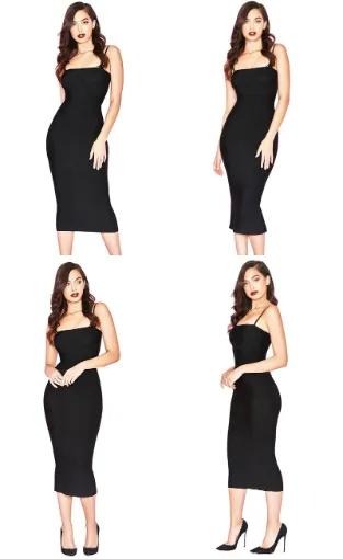 Double Layers Cotton Bodycon Midi Tight Party Dress