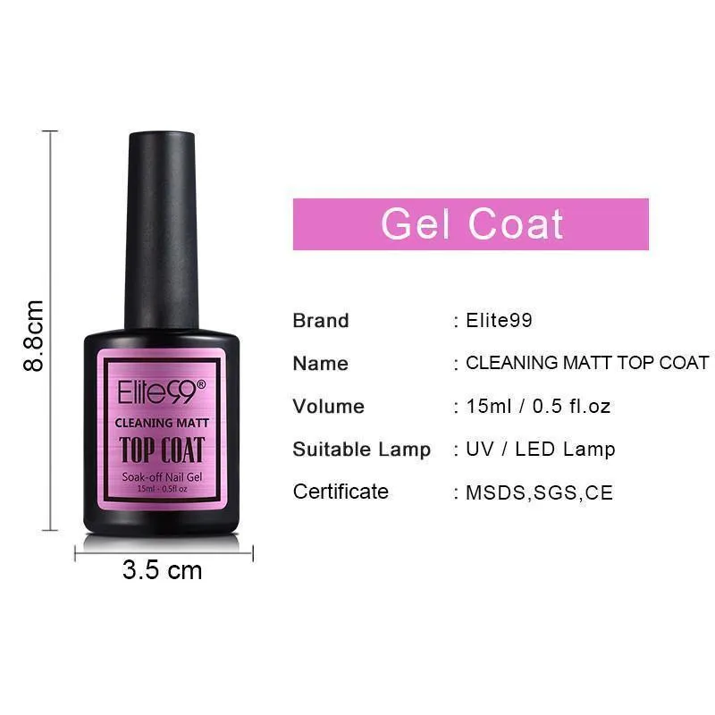 Elite99 Shinny UV LED Soak Off Gel Polish Base Coat And Top Coat Gel 15ml