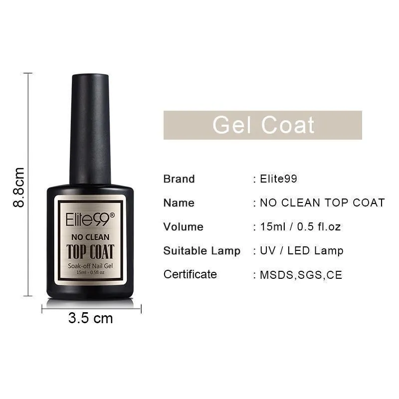 Elite99 Shinny UV LED Soak Off Gel Polish Base Coat And Top Coat Gel 15ml