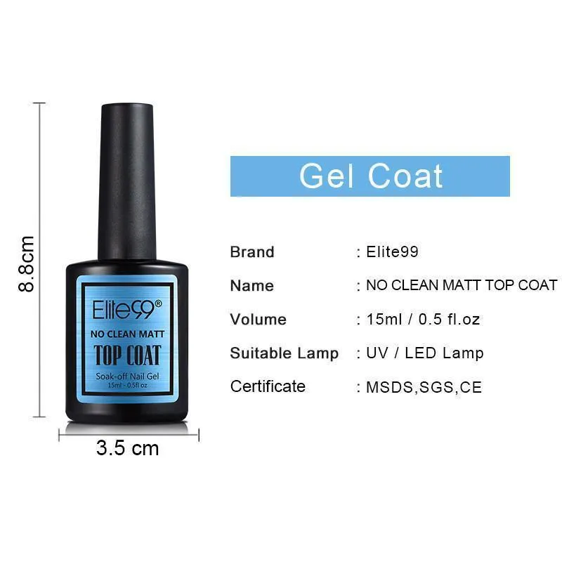 Elite99 Shinny UV LED Soak Off Gel Polish Base Coat And Top Coat Gel 15ml