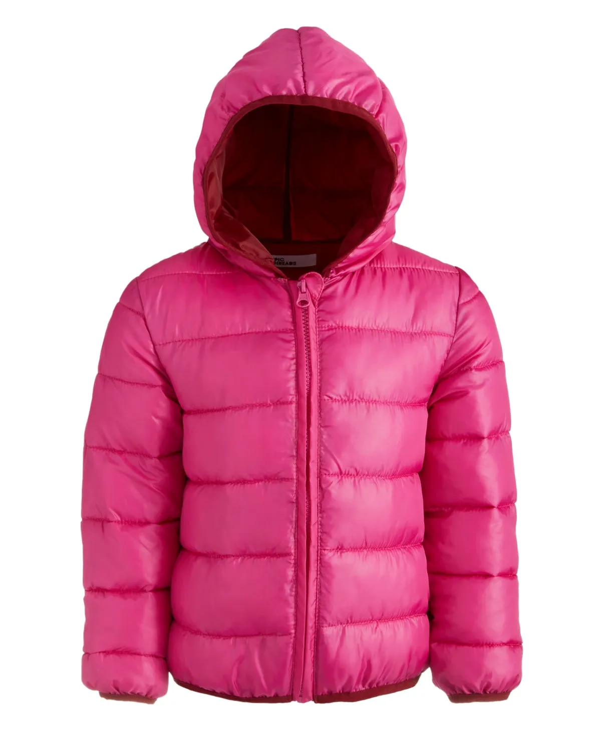 Epic Threads Toddler & Little Girls Unicorn Quilted Solid Packable Hooded Puffer Jacket - Petunia Pink