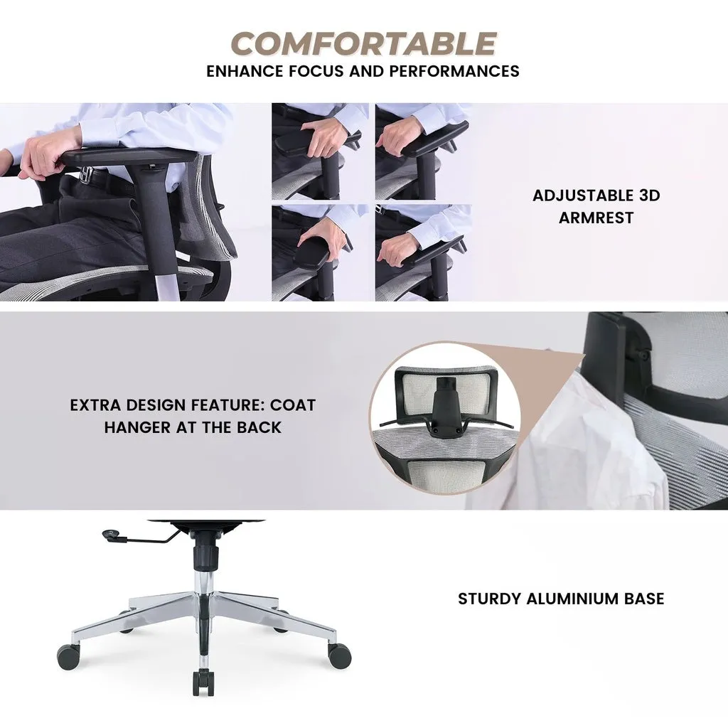 Ergonomic Mesh Office Chair, 3D Armrest, Adjustable - EKKIO