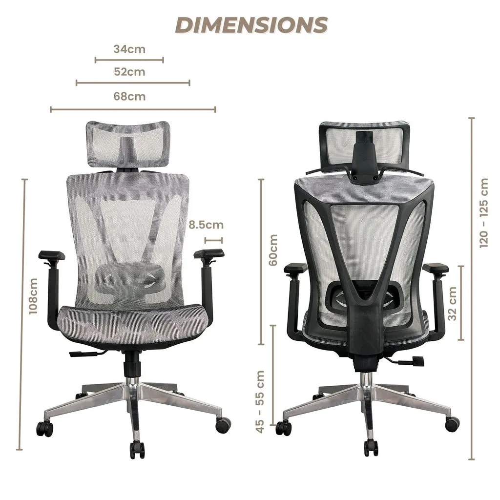 Ergonomic Mesh Office Chair, 3D Armrest, Adjustable - EKKIO