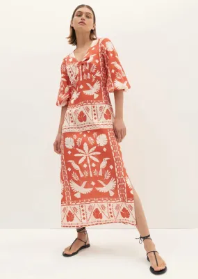 Estella Linen Midi Dress Print