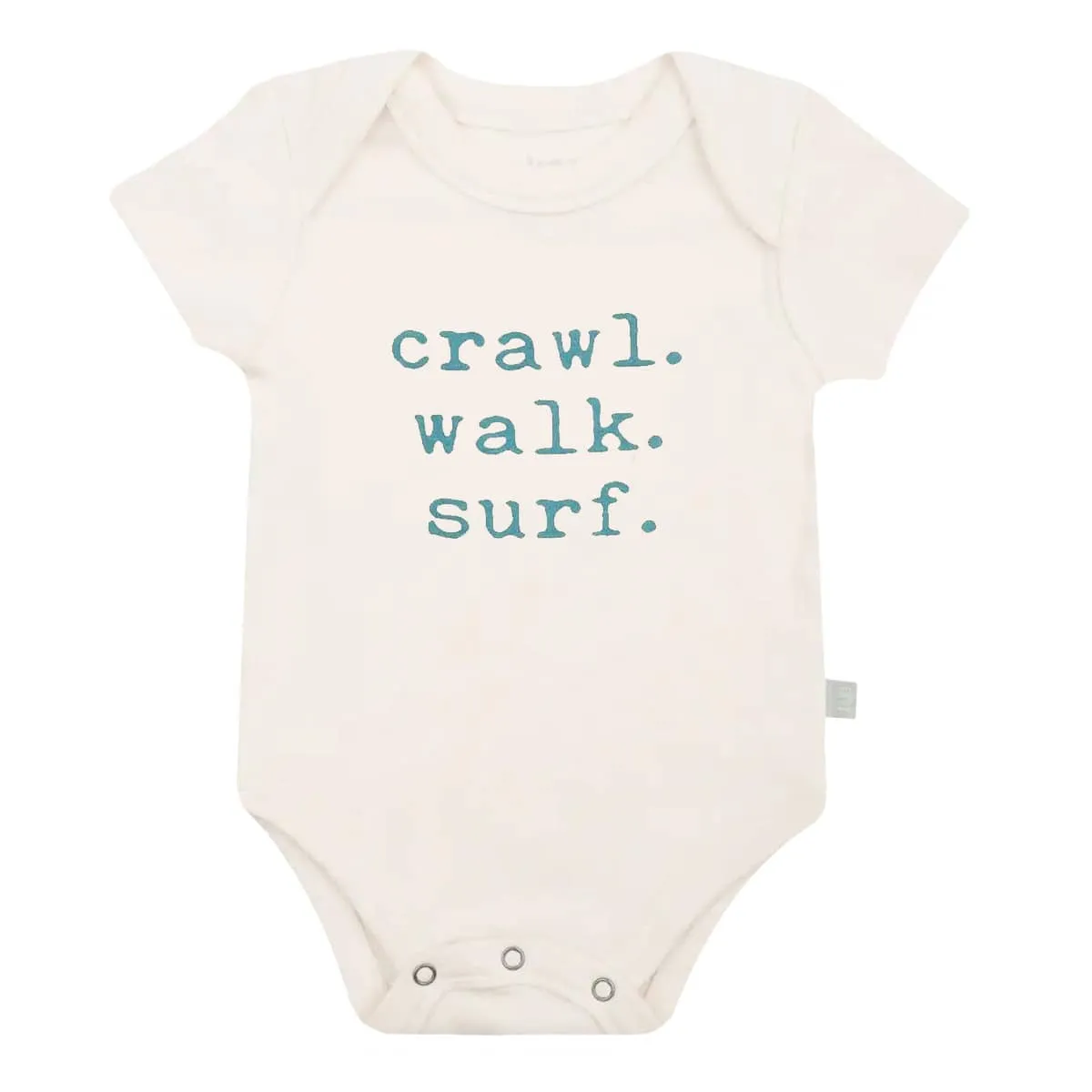 Finn and Emma Organic Short Sleeve Bodysuit - Crawl, Walk, Surf