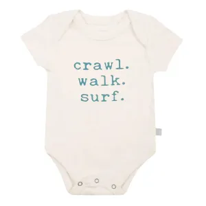 Finn and Emma Organic Short Sleeve Bodysuit - Crawl, Walk, Surf