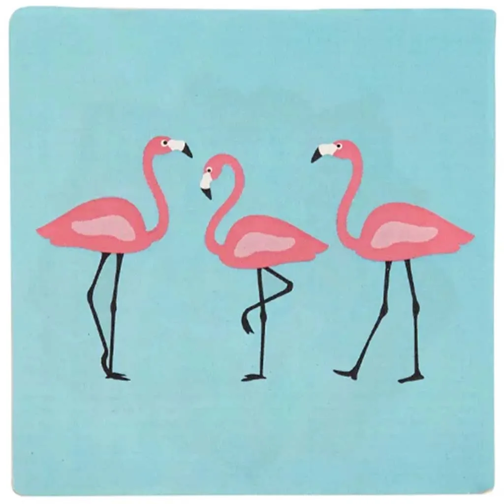 Flamingo Ceramic Coaster Set of 6 Aqua