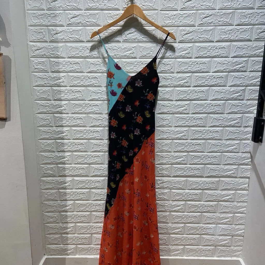 Floral Pattern Mix Slip Maxi Dress