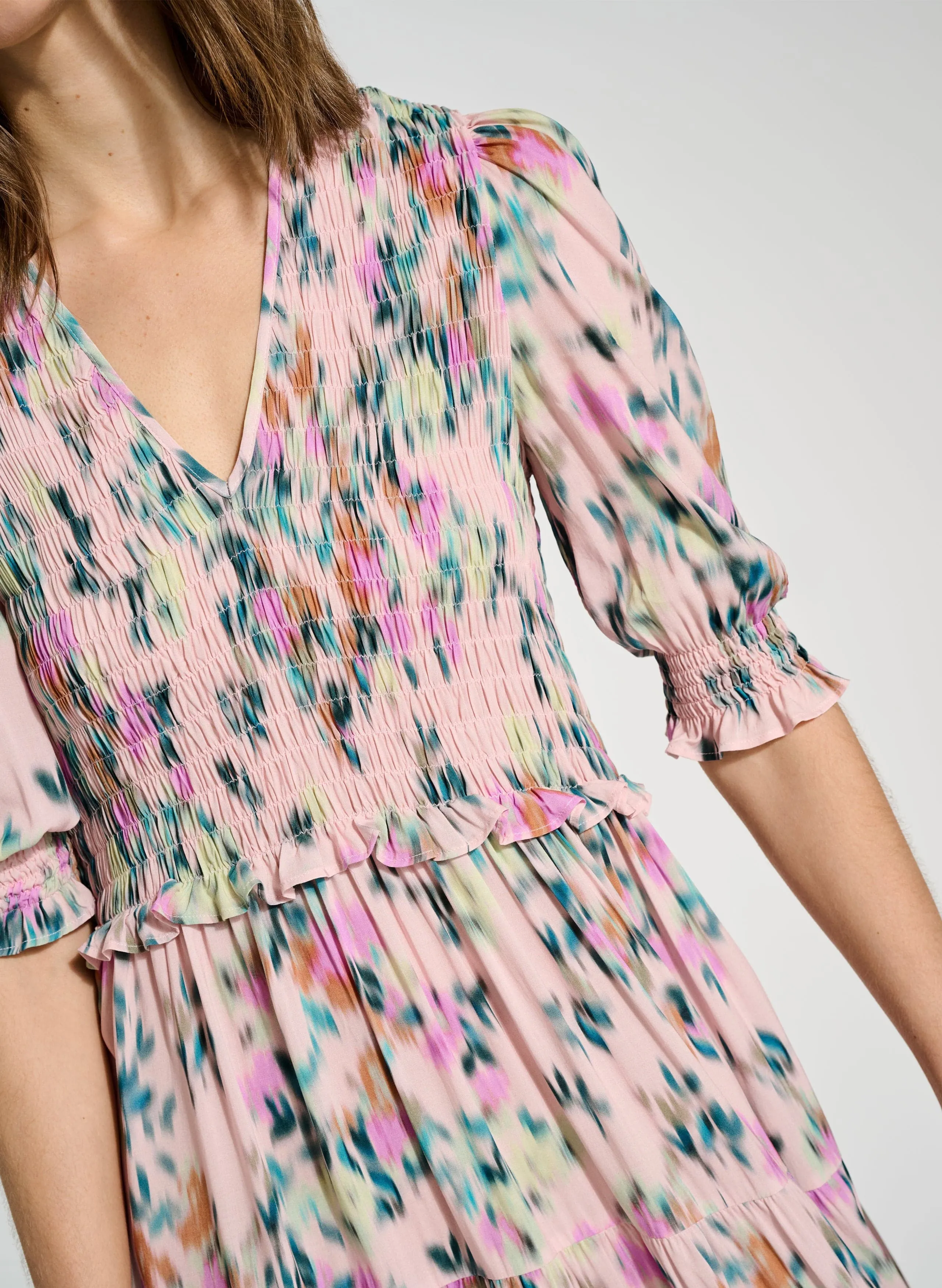 Florence LENZING™ ECOVERO™ Midi Dress | Pink Floral Blur