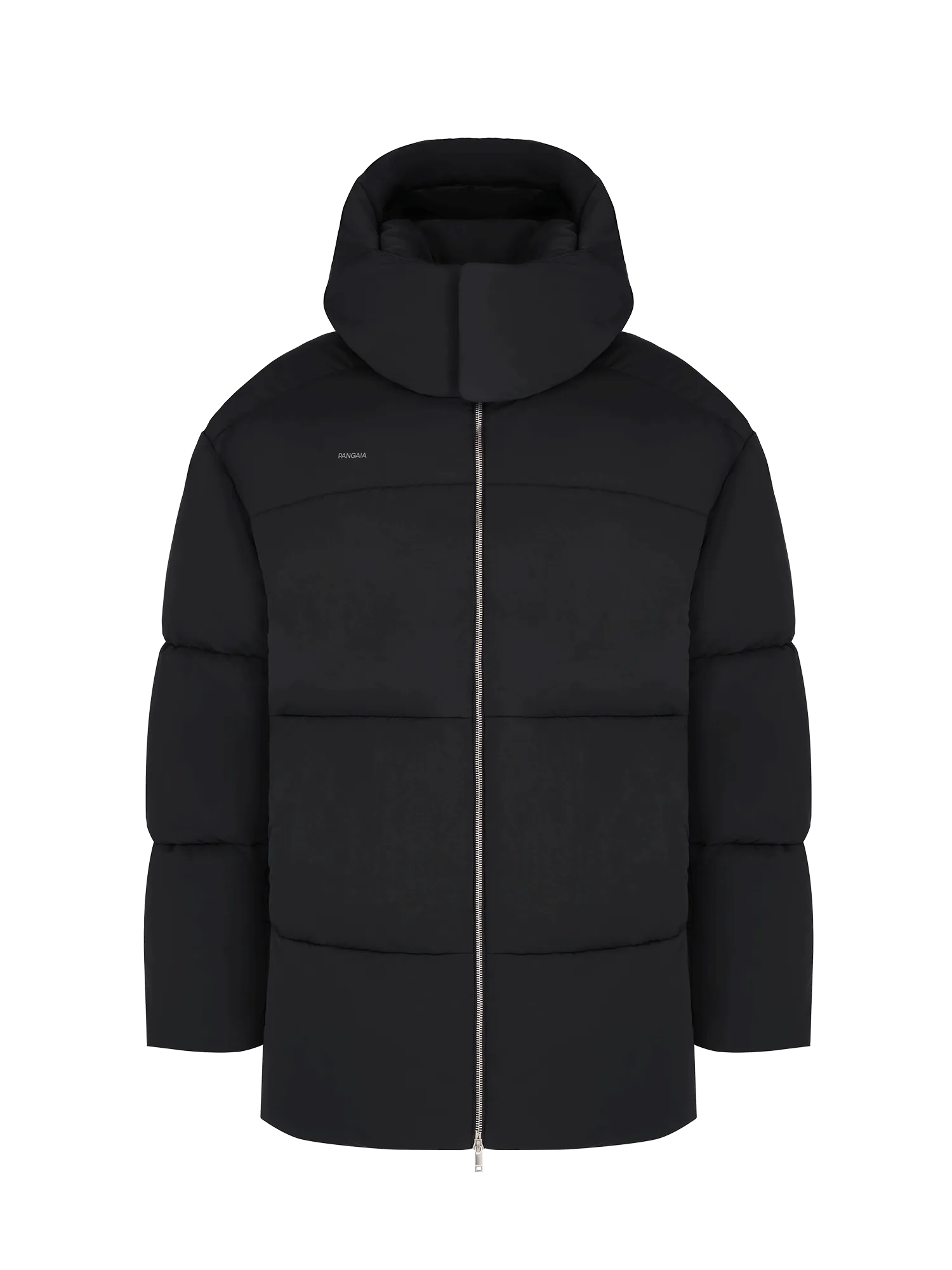 Flower-Warmth Recycled Nylon Long Puffer—black