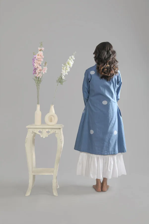 French Blue Long shirt and bottom frill dress