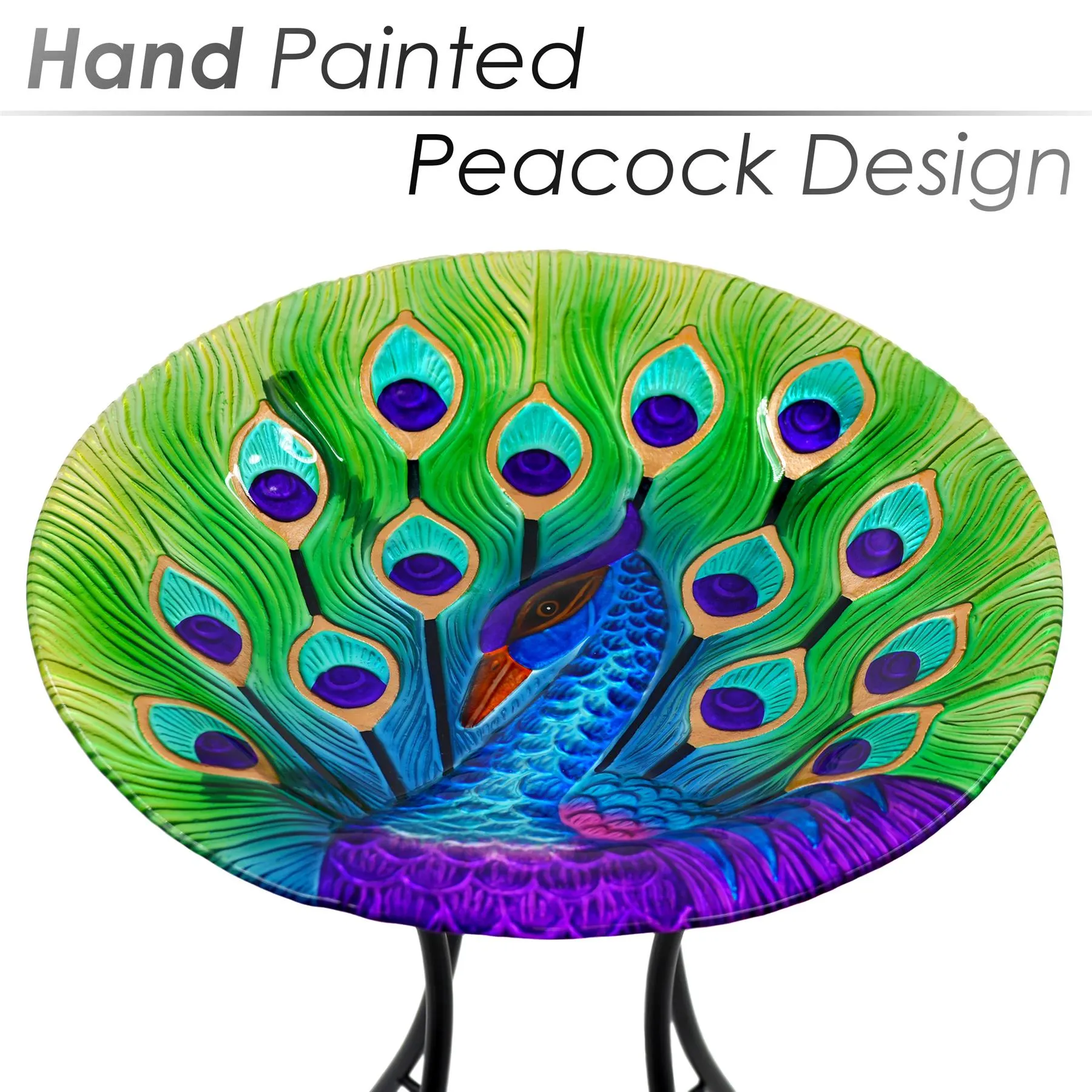 Garden Bird Bath Peacock Design Free Standing