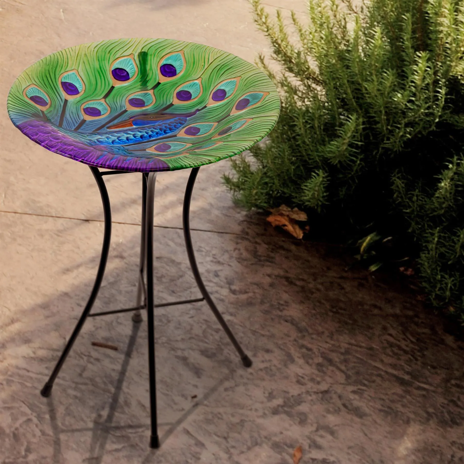 Garden Bird Bath Peacock Design Free Standing