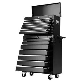 Giantz 17 Drawers Tool Box Trolley Chest Cabinet Cart Garage Mechanic Toolbox Black