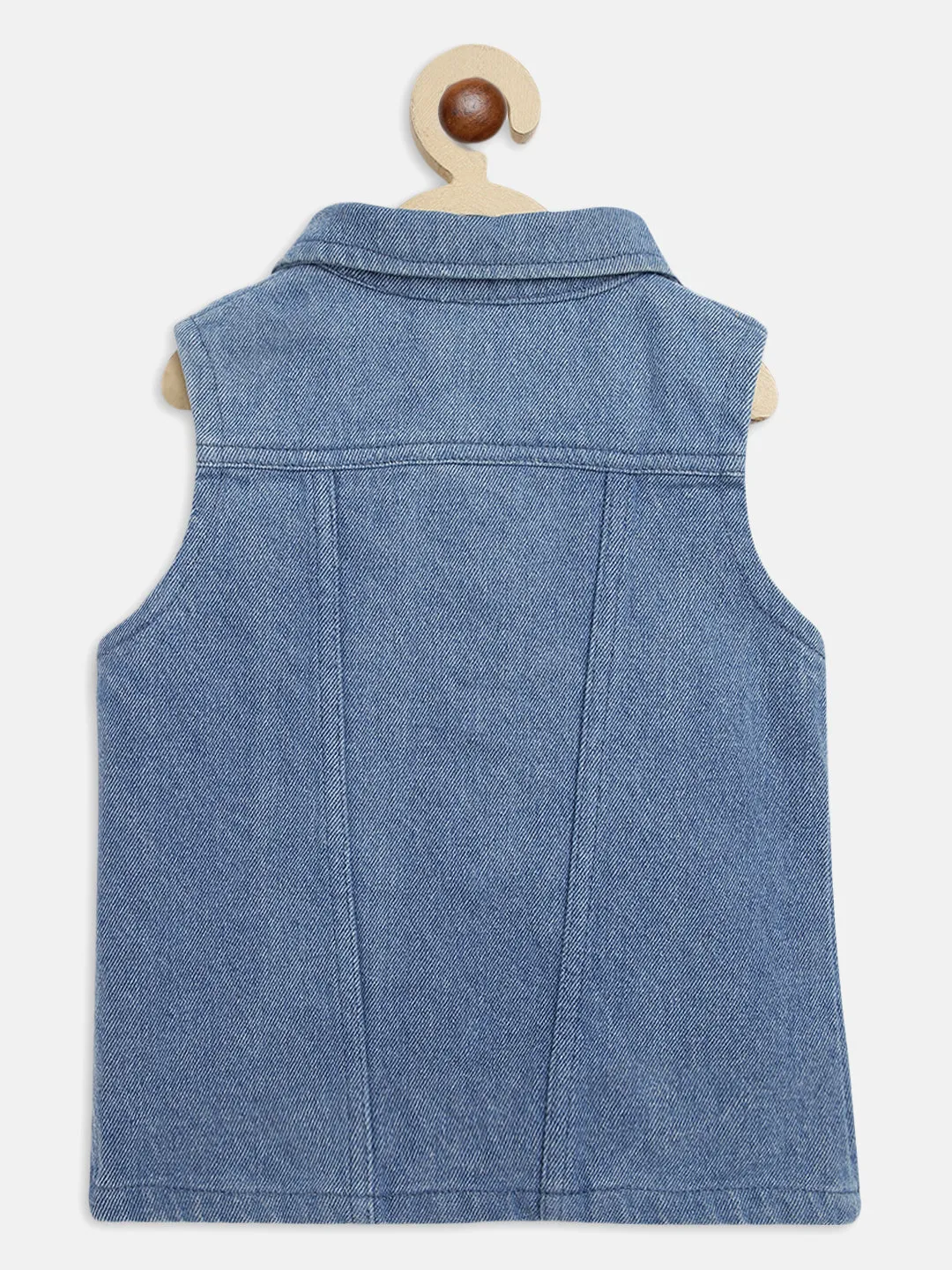 Girls Blue Denim Waist Coat