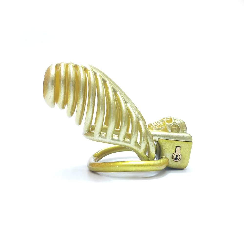 Golden Breathable Chastity Cage New Mamba Y