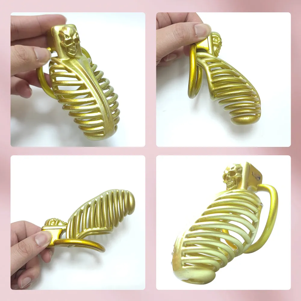 Golden Breathable Chastity Cage New Mamba Y