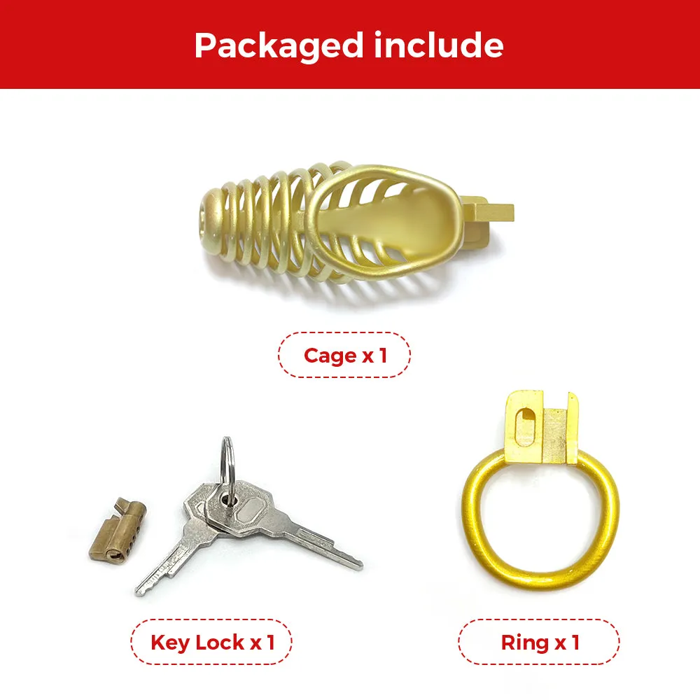 Golden Breathable Chastity Cage New Mamba Y