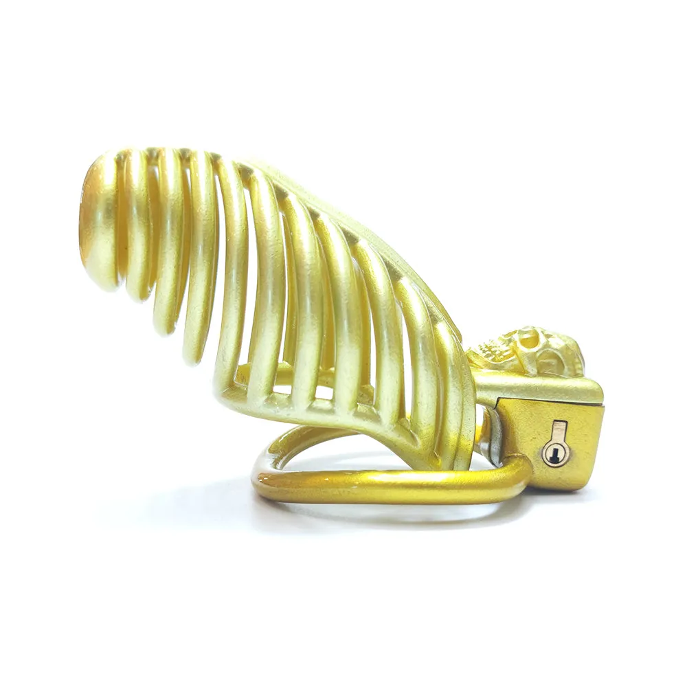 Golden Breathable Chastity Cage New Mamba Y