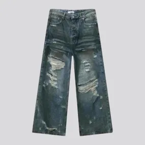 Grunge distressed fashion jeans for men