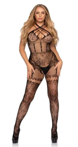 Hot Nights Lace Bodystocking- O/S (Black)