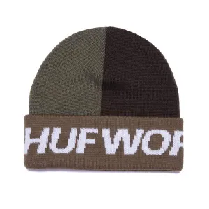 HUF STREET BLOCK BEANIE GREEN/BROWN