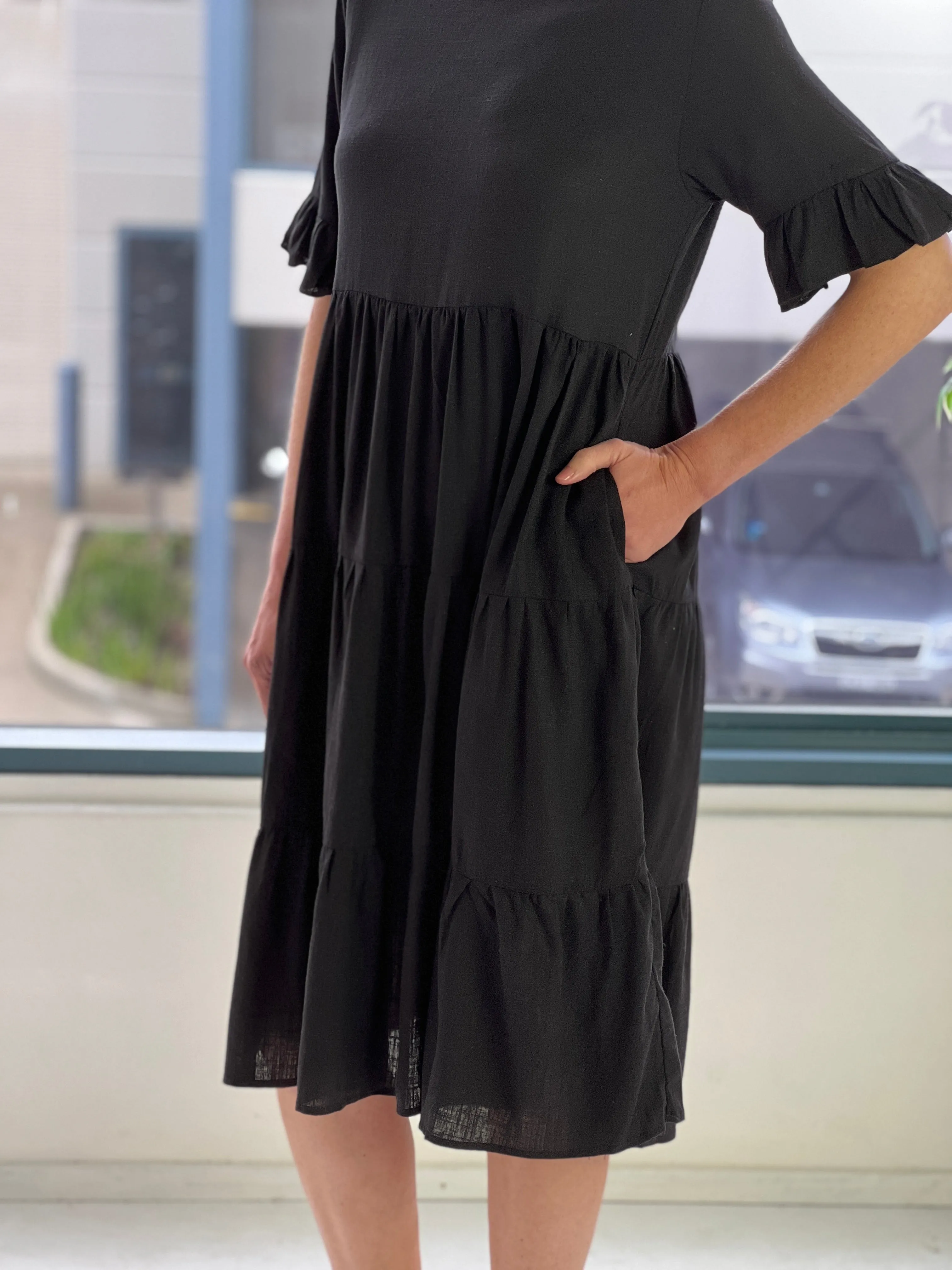 Kane Black Linen Dress