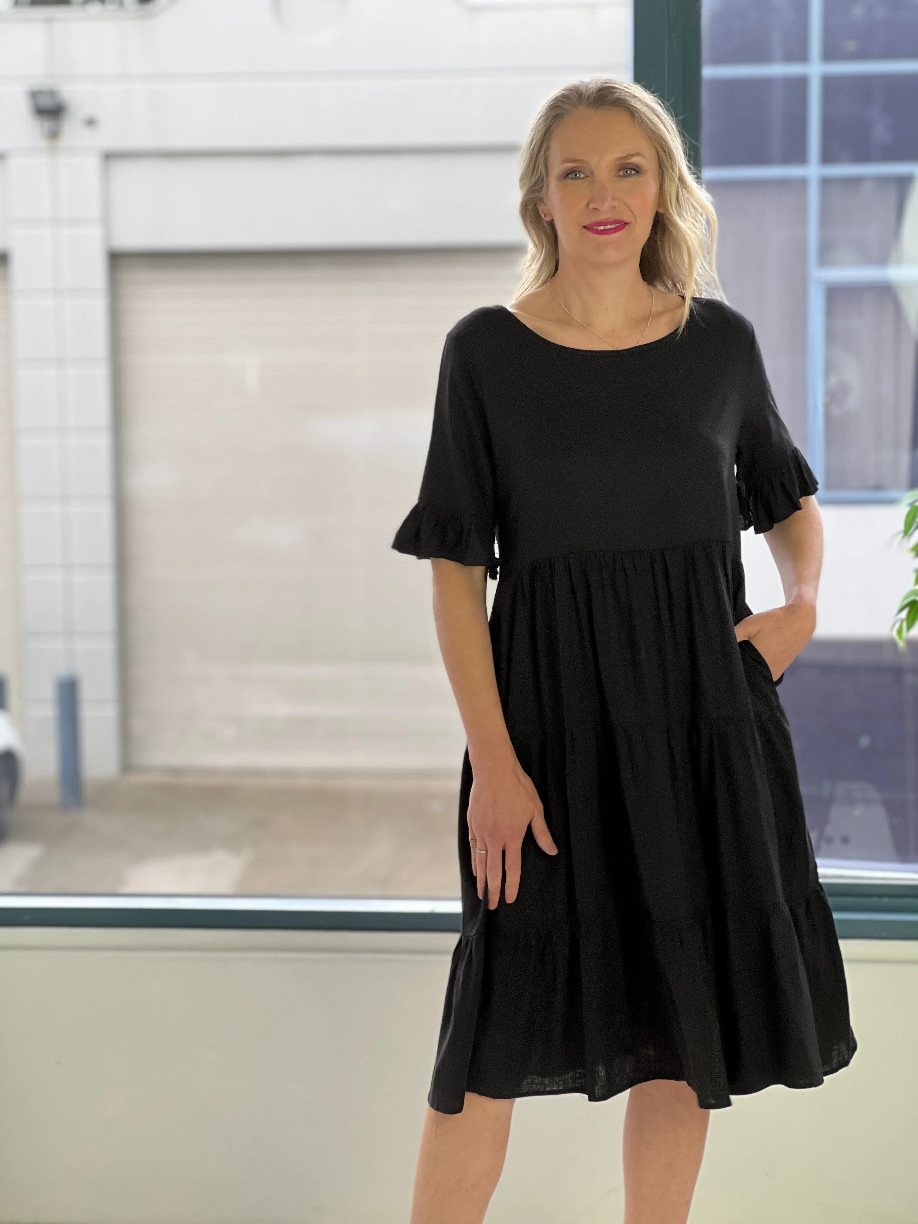 Kane Black Linen Dress