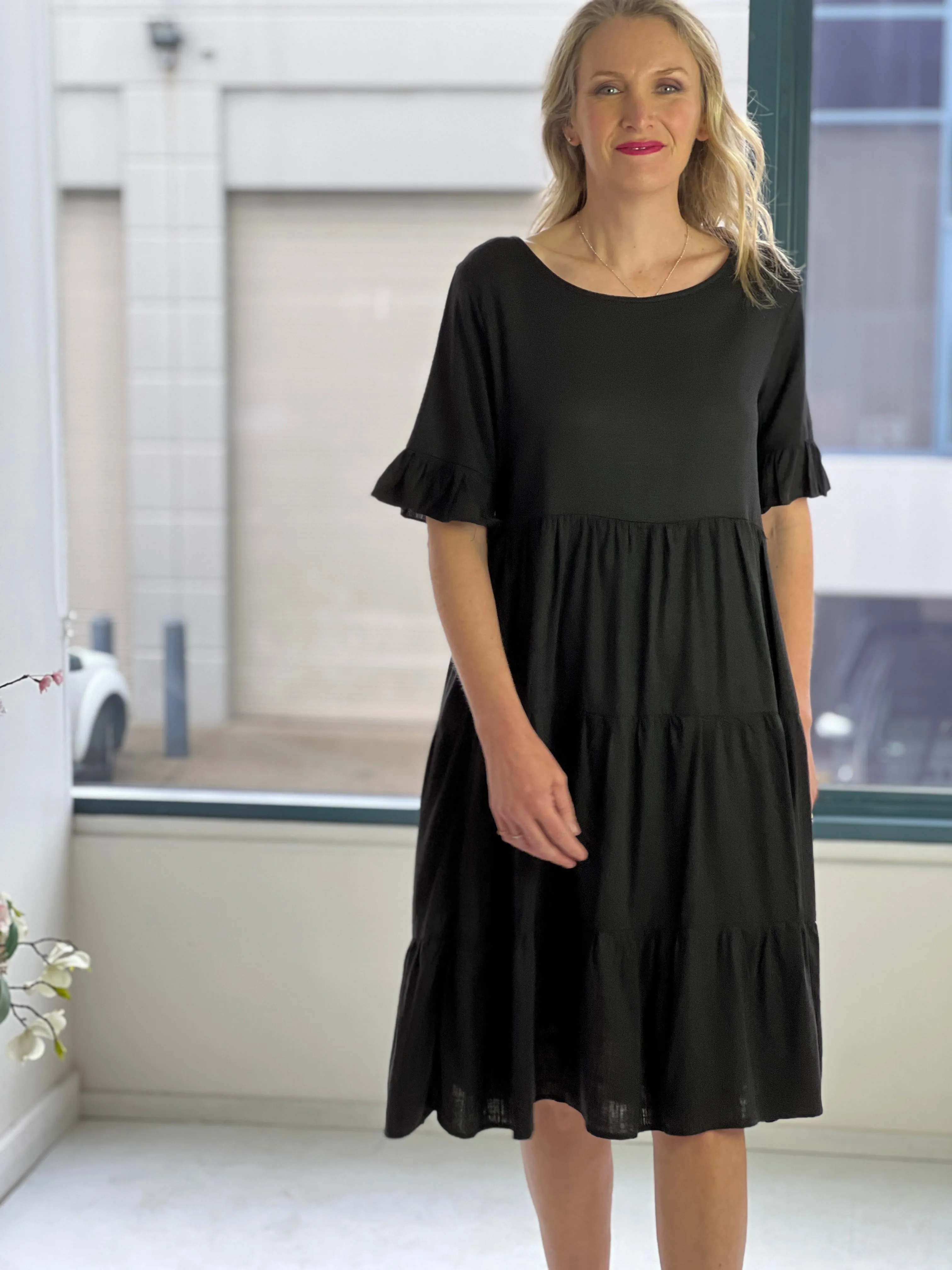 Kane Black Linen Dress