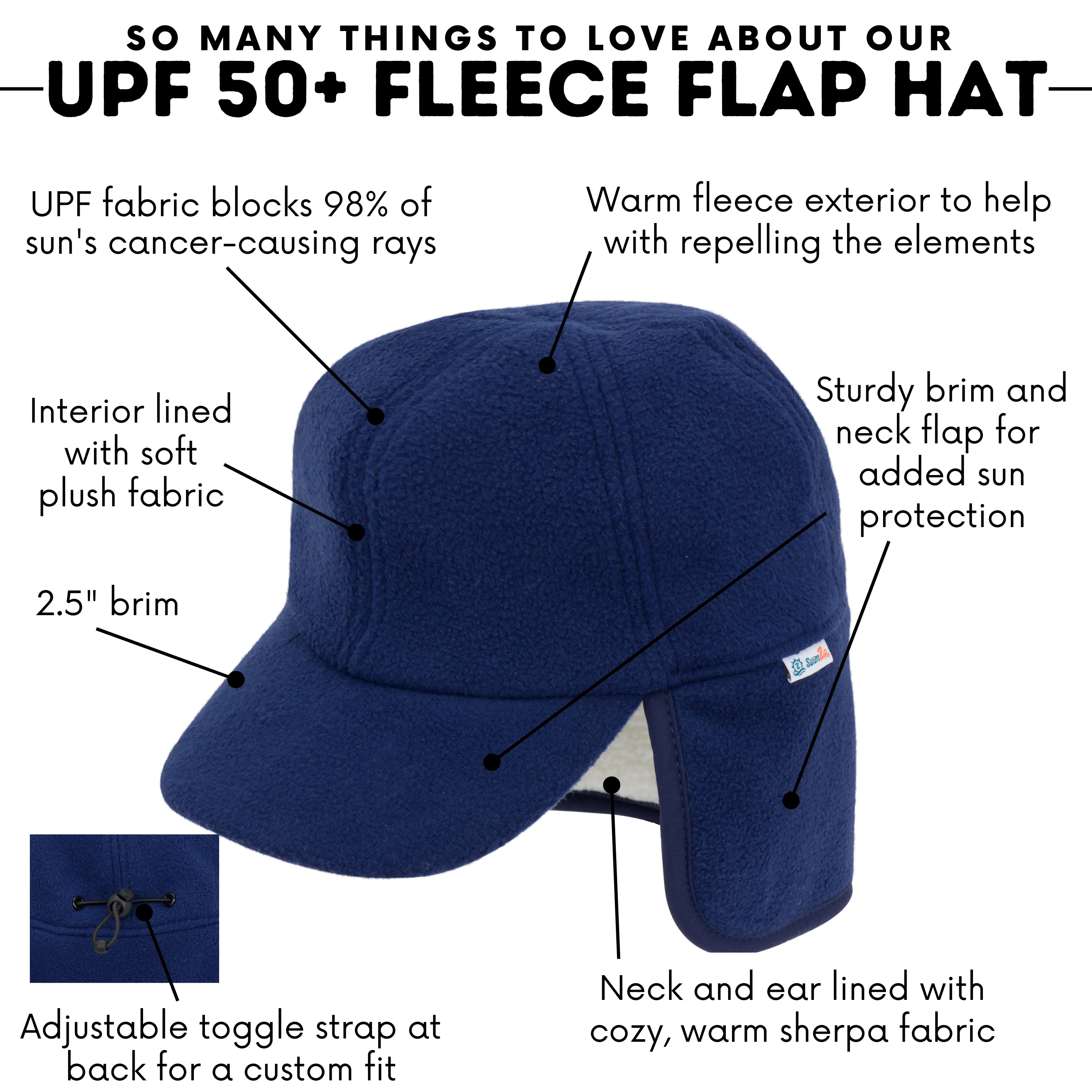 Kids Frosty Fleece Winter Flap Hat - Midnight