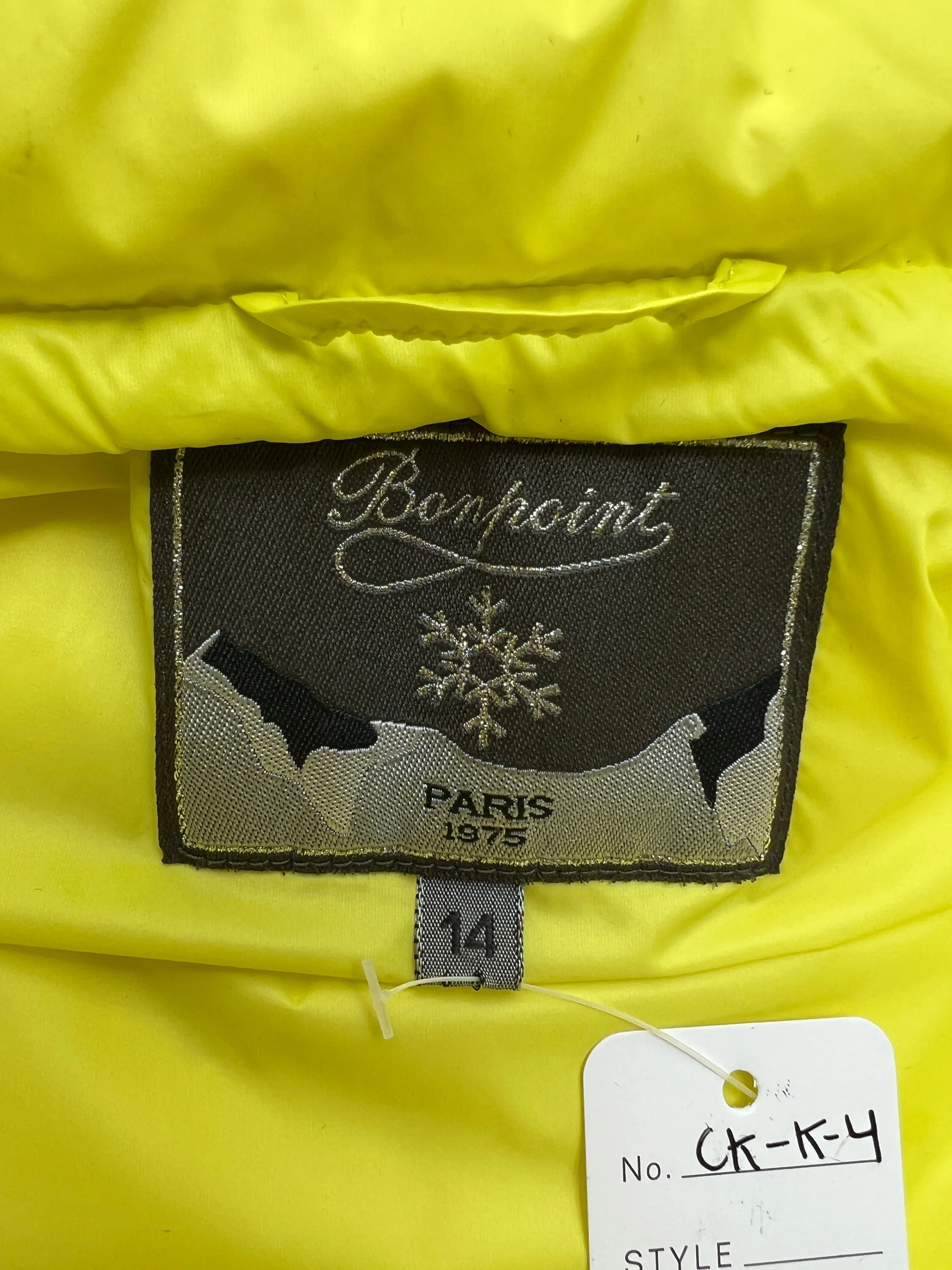 Kids Yellow Down Puffer Jacket - 12