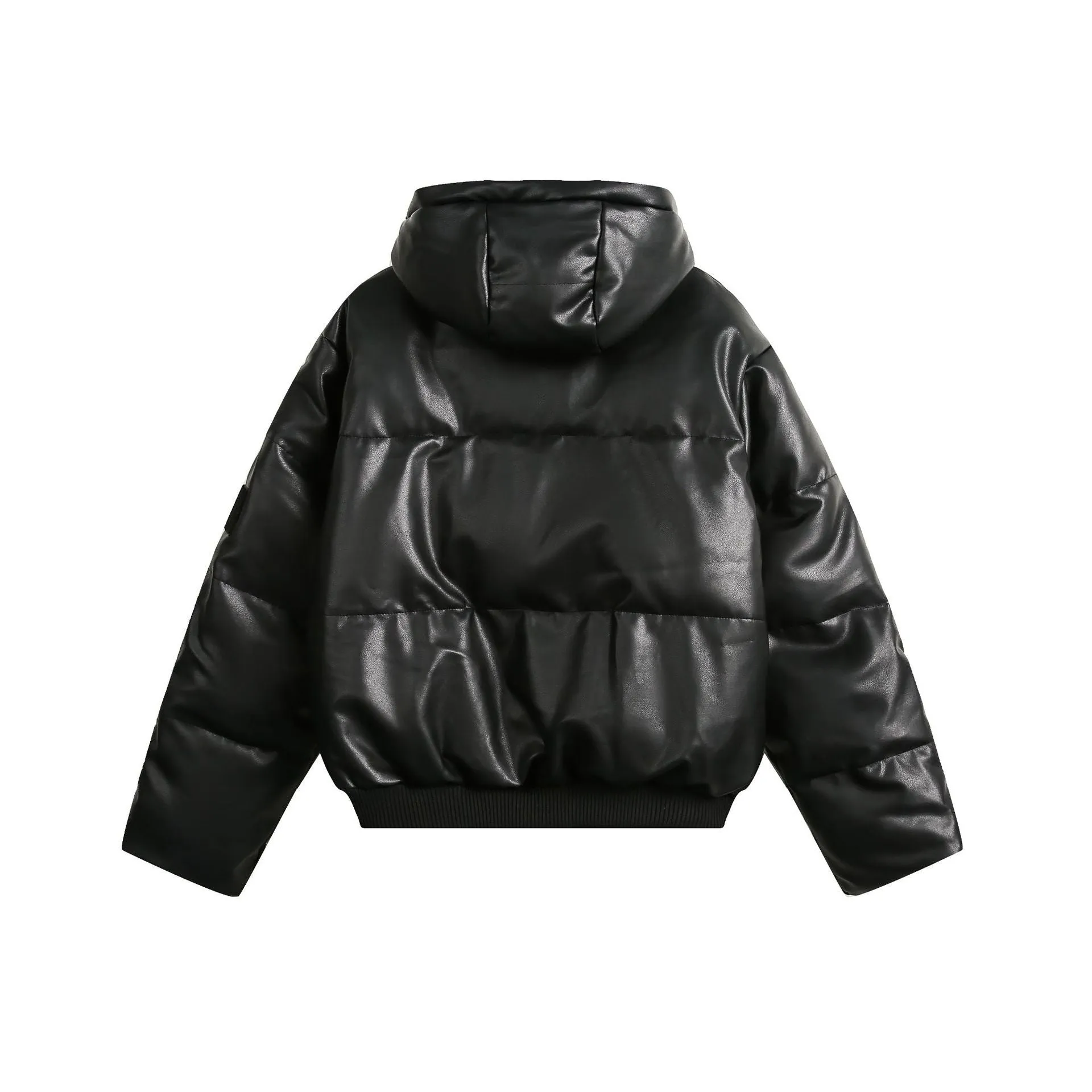 Leather Biker Puffer Jacket