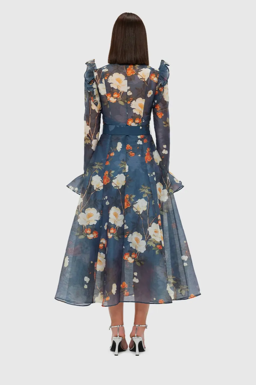 Leo Lin Katrina Butterfly Sleeve Midi Dress - Pear Blossom Print