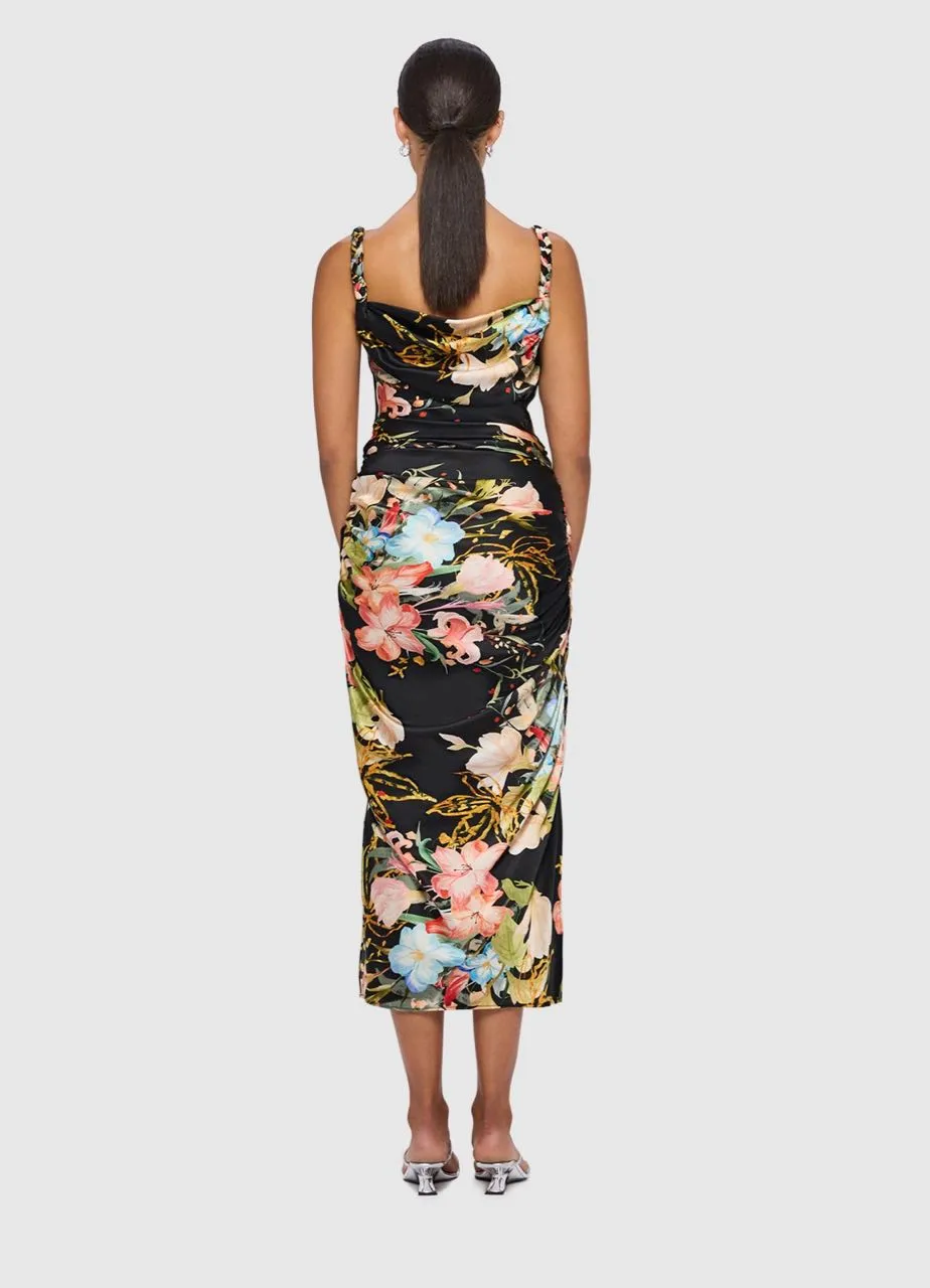 Leo Lin Rachel Cowl Neck Slip Dress - Opulent Print in Mystic