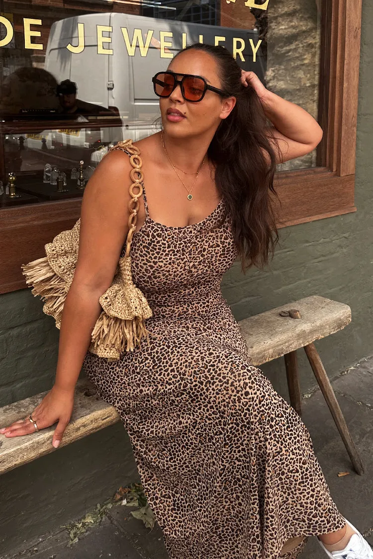 Leopard Mesh Slip Dress