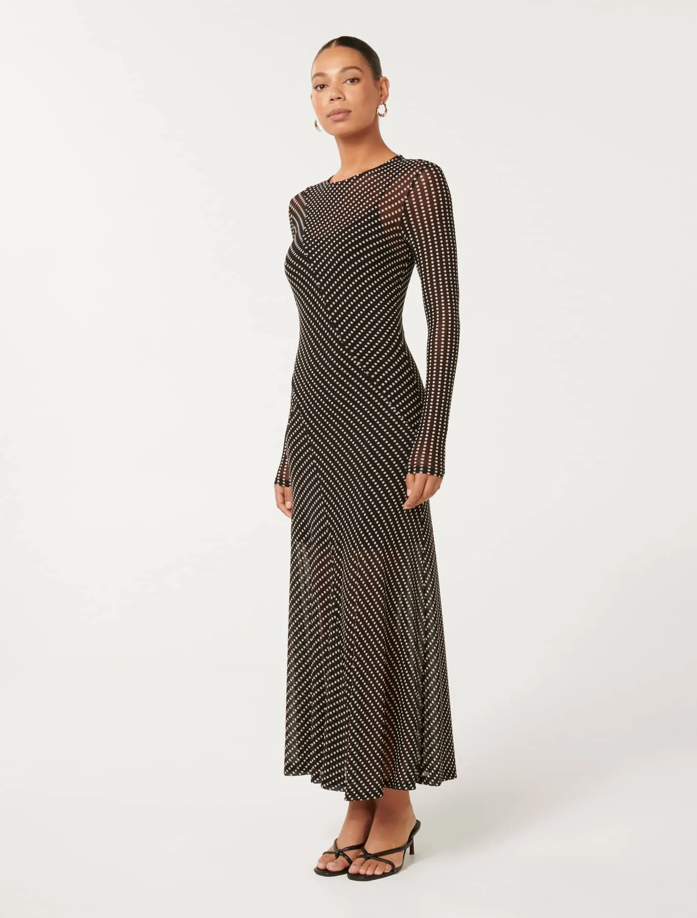 Libby Mesh Spliced Midi Dress