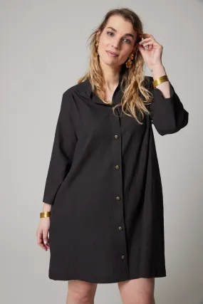 Linen Artist's Blouse - Anthracite