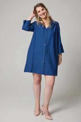 Linen Artist's Blouse - Blue