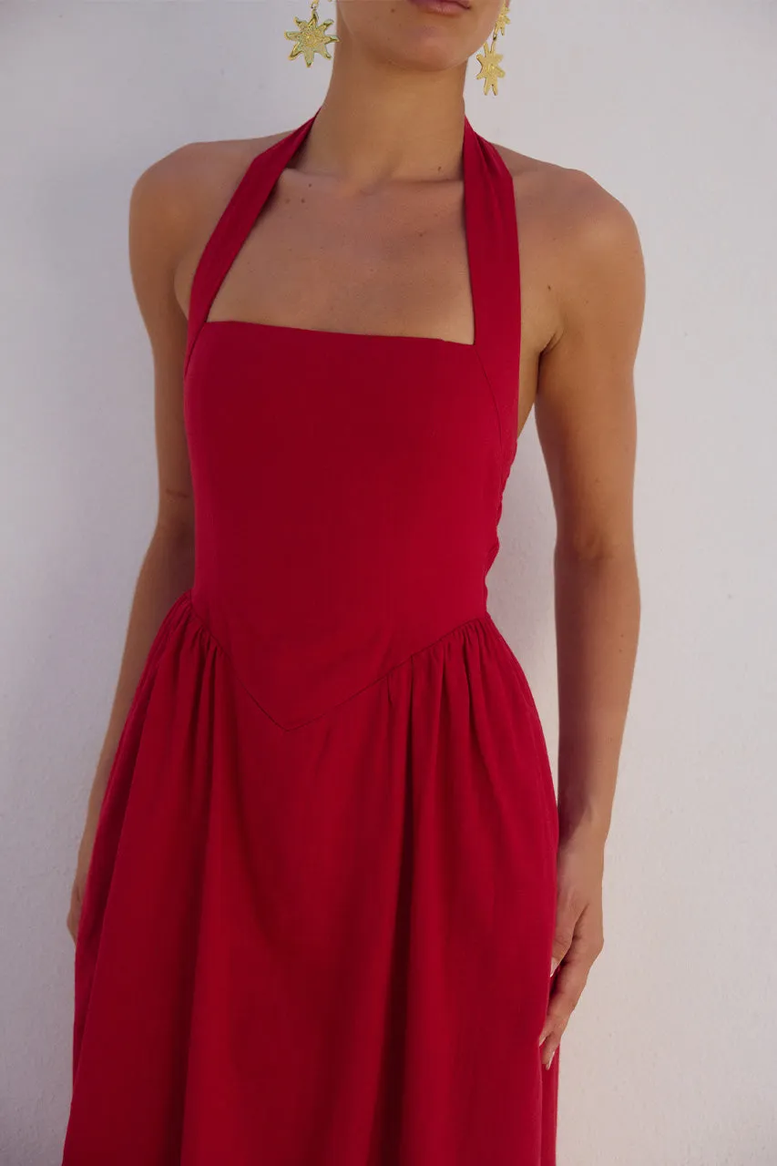 LOCKLEA MIDI DRESS - CHERRY