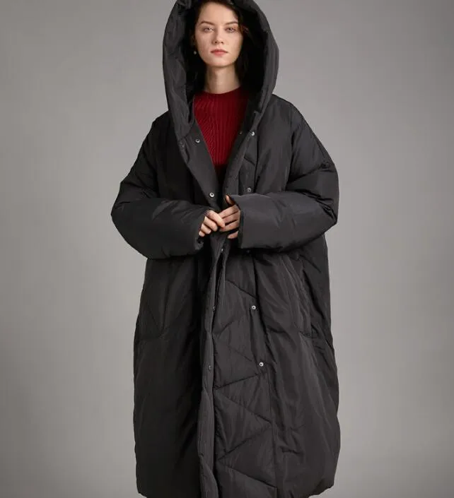 Long Loose Plus size Hooded Down Jacket Women Down Coats