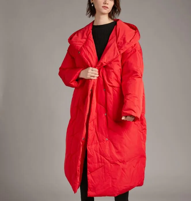 Long Loose Plus size Hooded Down Jacket Women Down Coats