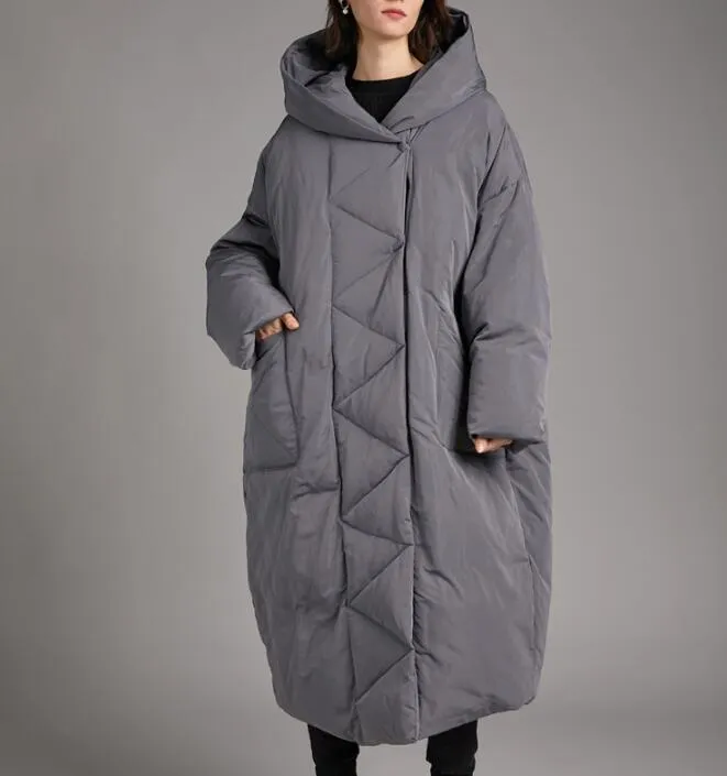 Long Loose Plus size Hooded Down Jacket Women Down Coats