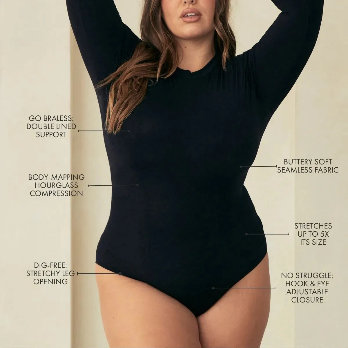 Long Sleeve Crew Neck Butter Sculpt® Seamless Shapewear Bodysuit