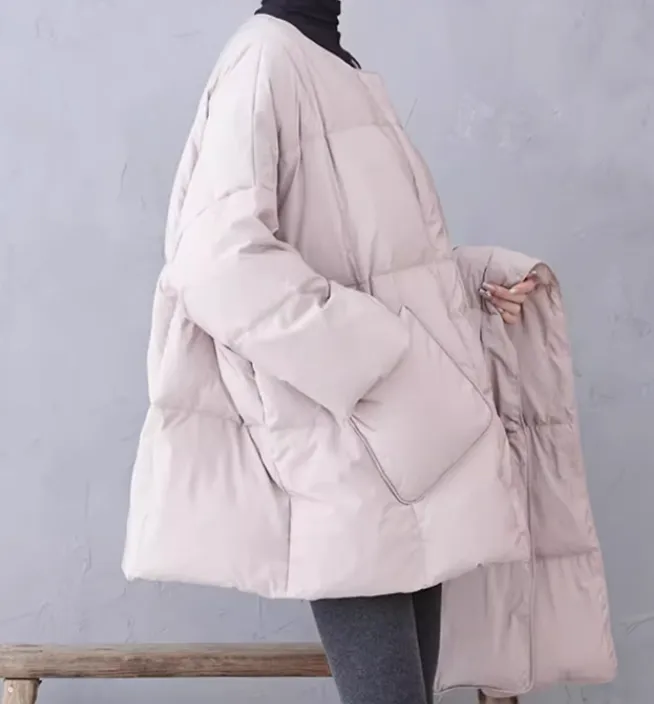 Loose Winter Down Jacket with Scarf Design /1003