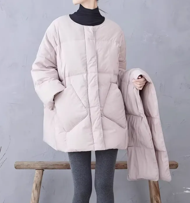 Loose Winter Down Jacket with Scarf Design /1003