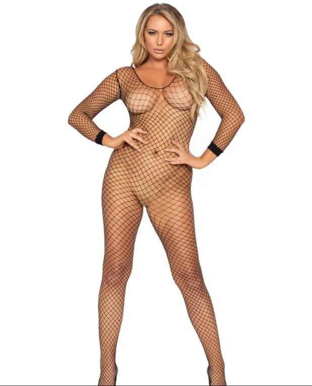 Lycra Industrial Long Sleeves Bodystocking - O/S (Black)